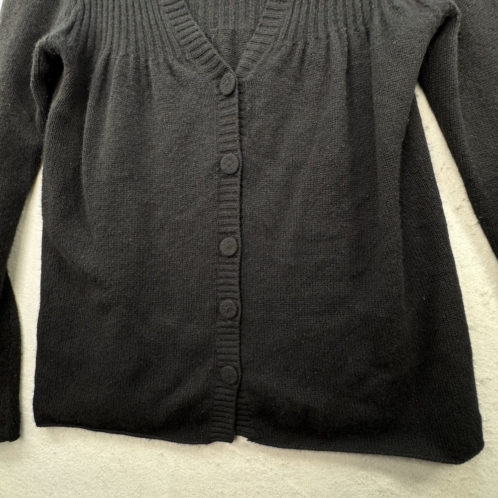 VINCE Button Up Cardigan Sweater Womens Large‎ Quiet Luxury Academia Luxe Black - Picture 9 of 11